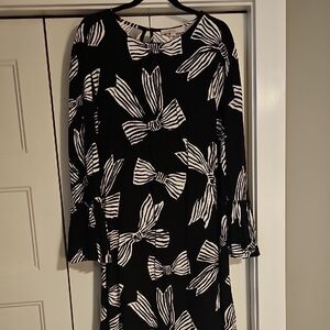 LOFT Black and White Bow Pattern Dress